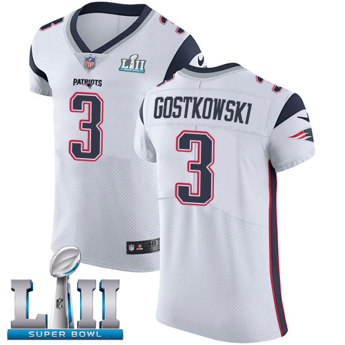 Nike Patriots #3 Stephen Gostkowski White Super Bowl LII Men's Stitched NFL Vapor Untouchable Elite Jersey